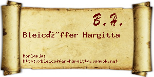 Bleicöffer Hargitta névjegykártya